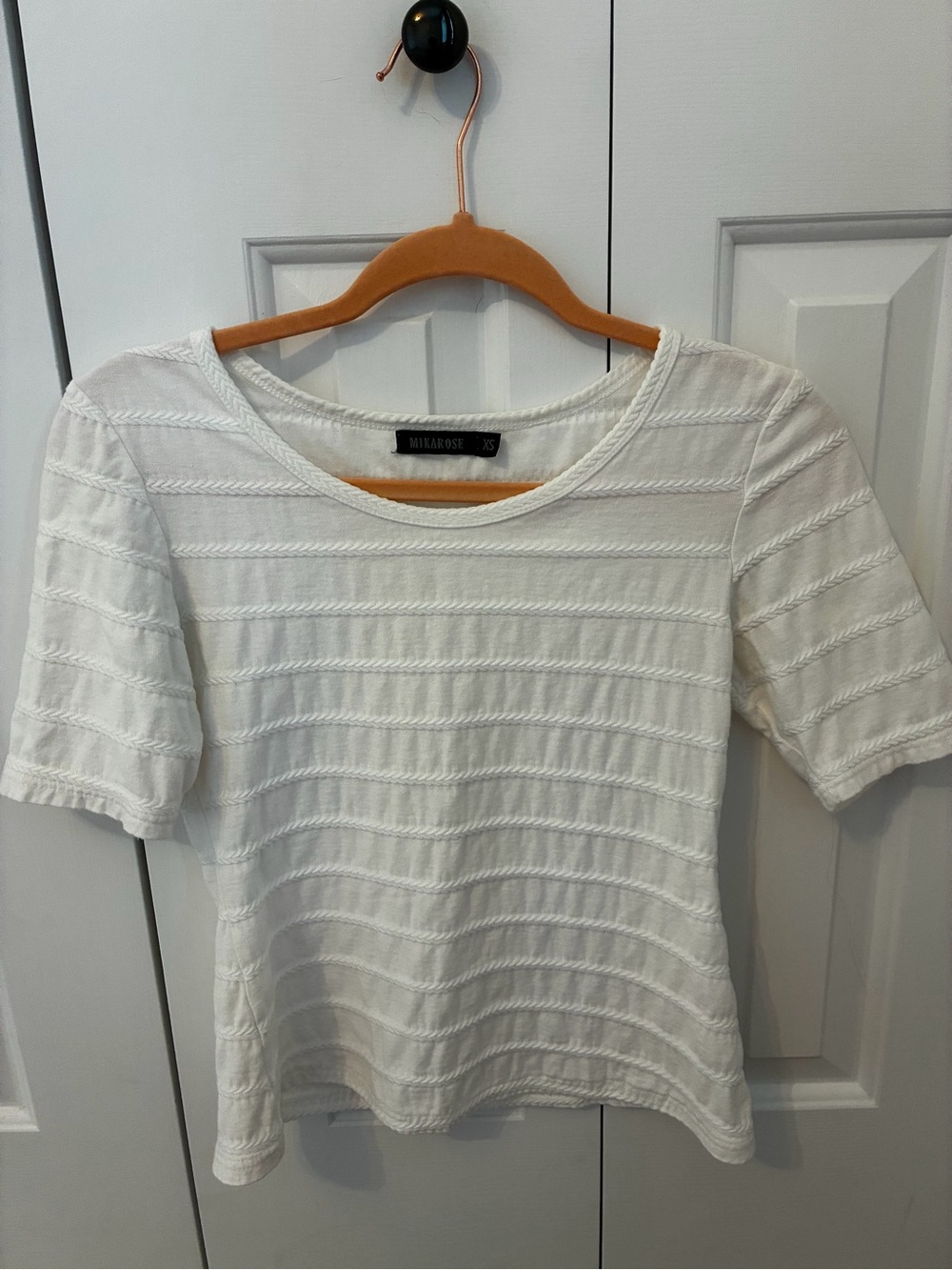 Mikarose White Short Sleeve Textured Top